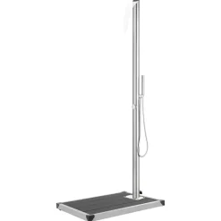 vidaXL Ducha de jardín con base 225 cm acero inoxidable Gris Outlet