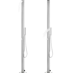 vidaXL Ducha de jardín con base 225 cm acero inoxidable Gris Outlet