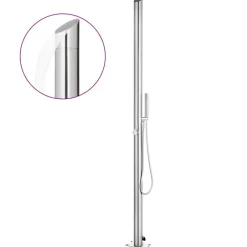 vidaXL Ducha de jardín con base 225 cm acero inoxidable Gris Outlet