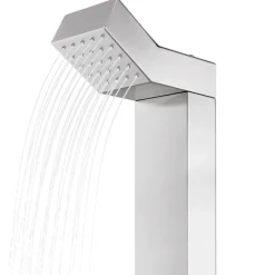 vidaXL Piscina Y Spa-Ducha de jardín con base marrón 225 cm acero inoxidable