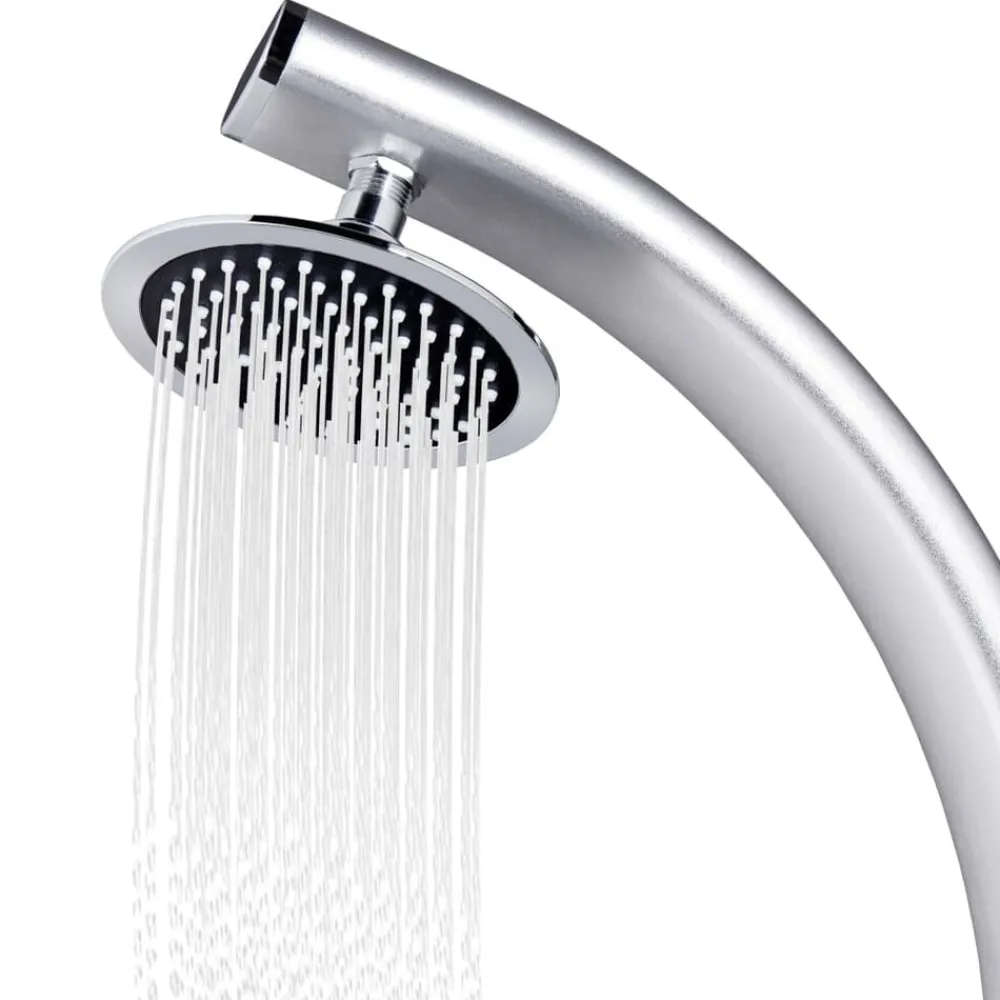 vidaXL Piscina Y Spa-Ducha de jardín con base marrón 220 cm aluminio