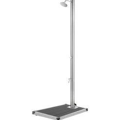 vidaXL Ducha de jardín con base 220 cm acero inoxidable Gris Outlet