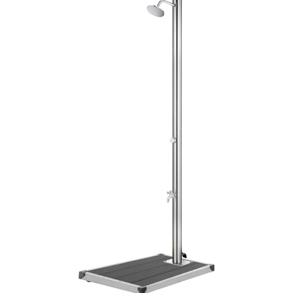 vidaXL Ducha de jardín con base 220 cm acero inoxidable Gris Outlet