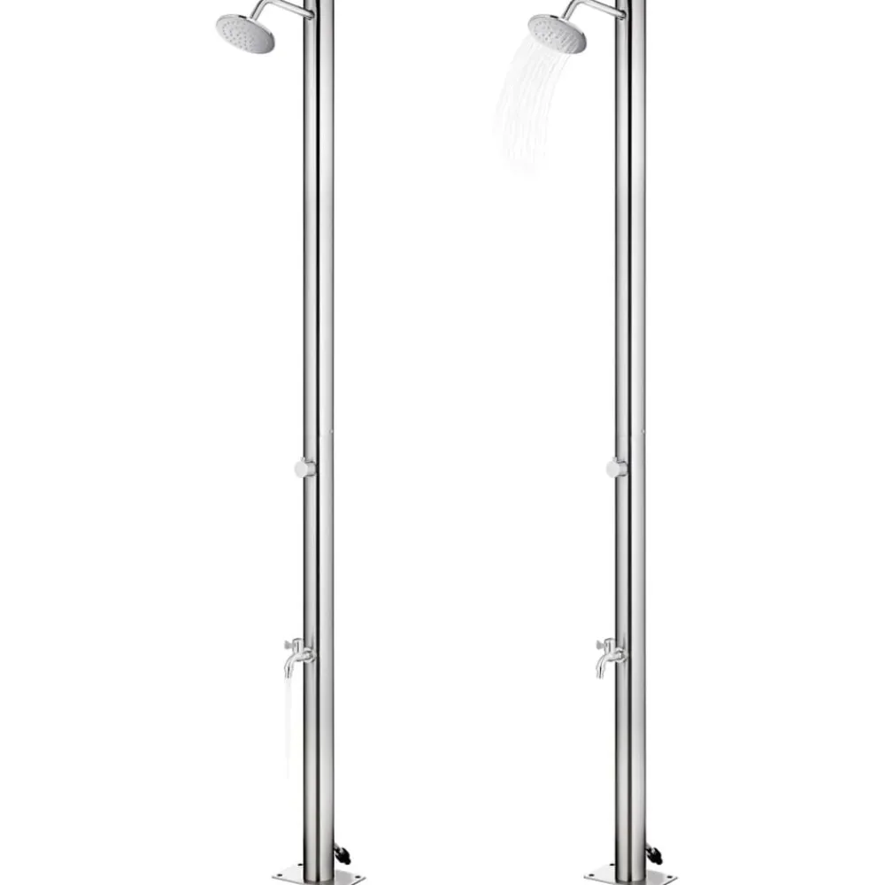 vidaXL Ducha de jardín con base 220 cm acero inoxidable Gris Outlet