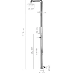 vidaXL Ducha de jardín con base marrón 230 cm acero inoxidable Marrón Online