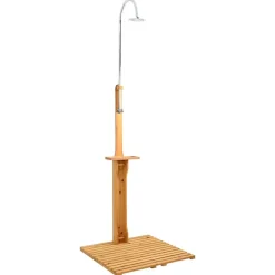 vidaXL Ducha de jardín de madera Marrón Discount