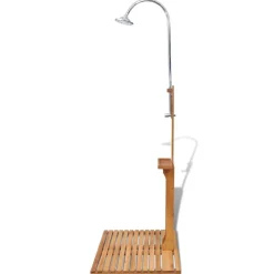 vidaXL Ducha de jardín de madera Marr&oacute;n Discount