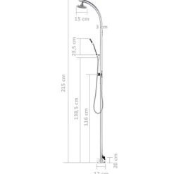 vidaXL Ducha de jardín de aluminio 215 cm Outlet