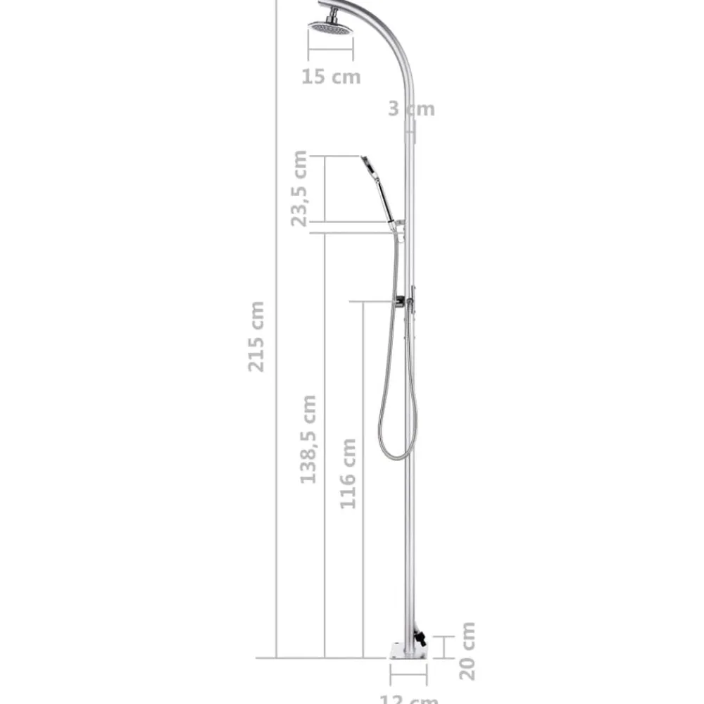 vidaXL Ducha de jardín de aluminio 215 cm Outlet