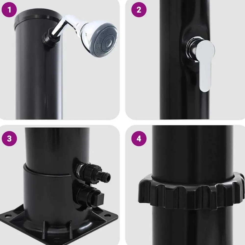 vidaXL Ducha Solar al Aire Libre Negro 217 cm PVC y Aluminio Discount