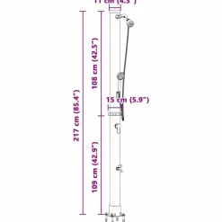 vidaXL Ducha Solar al Aire Libre Negro 217 cm PVC y Aluminio Clearance