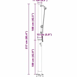 vidaXL Ducha Solar al Aire Libre Negro 217 cm PVC y Aluminio New