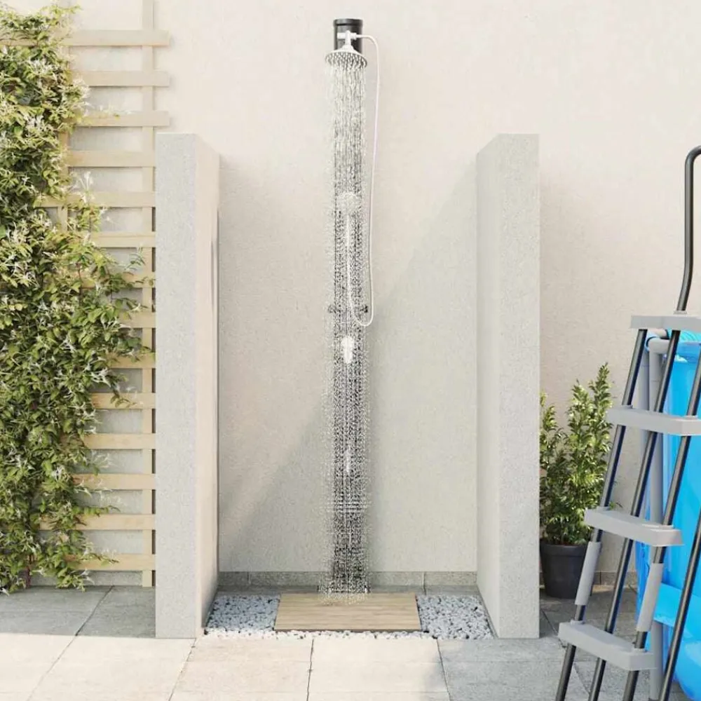 vidaXL Ducha Solar al Aire Libre Negro 217 cm PVC y Aluminio