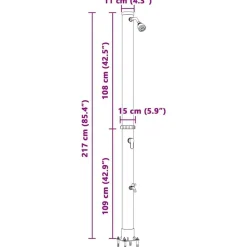 vidaXL Ducha Solar al Aire Libre Negro 217 cm PVC y Aluminio Outlet