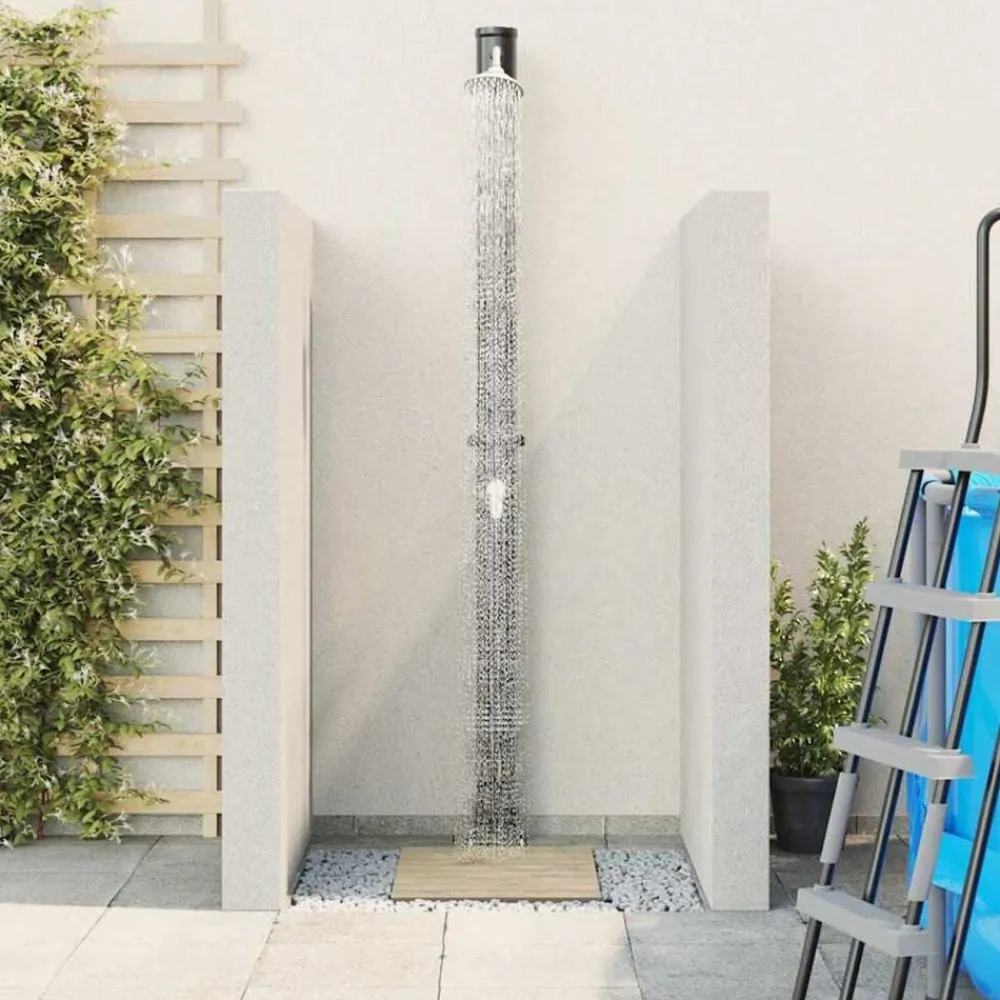 vidaXL Piscina Y Spa-Ducha Solar al Aire Libre Negro 217 cm PVC y Aluminio