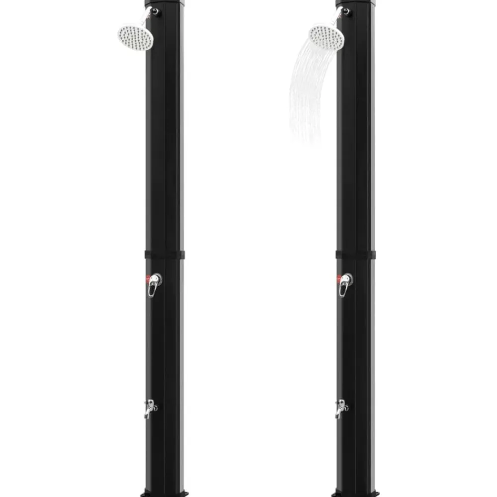 vidaXL Ducha solar exterior con rociador y grifo 35 L Negro Best