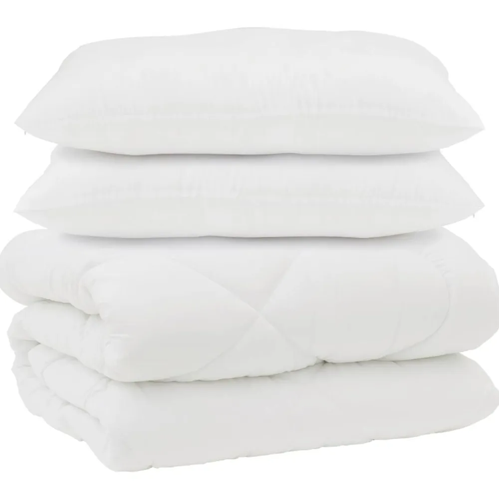 vidaXL Edredón con almohadas 3 pcs Microfibra y Plumas de Pato Sale