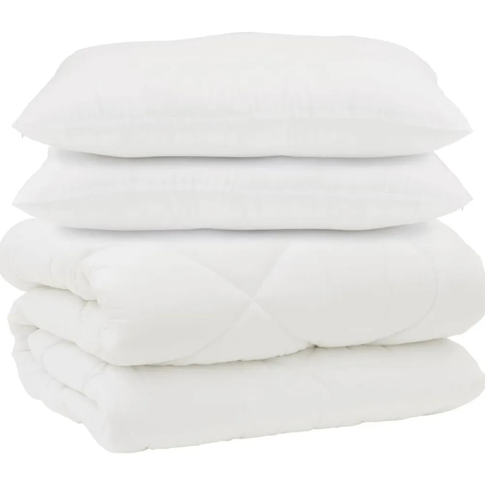 vidaXL Edredón con almohadas 3 pcs Microfibra y Plumas de Pato