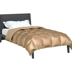 vidaXL Edredón de Invierno 135 x 200 cm Satén y Microfibra Dorado Outlet
