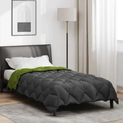 vidaXL Edredón de Invierno 135 x 200 cm Microfibra Verde y antracita Online