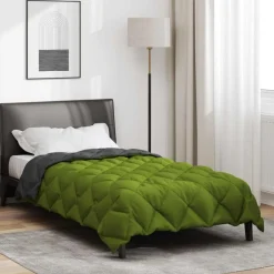 vidaXL Edredón de Invierno 135 x 200 cm Microfibra Verde y antracita Online