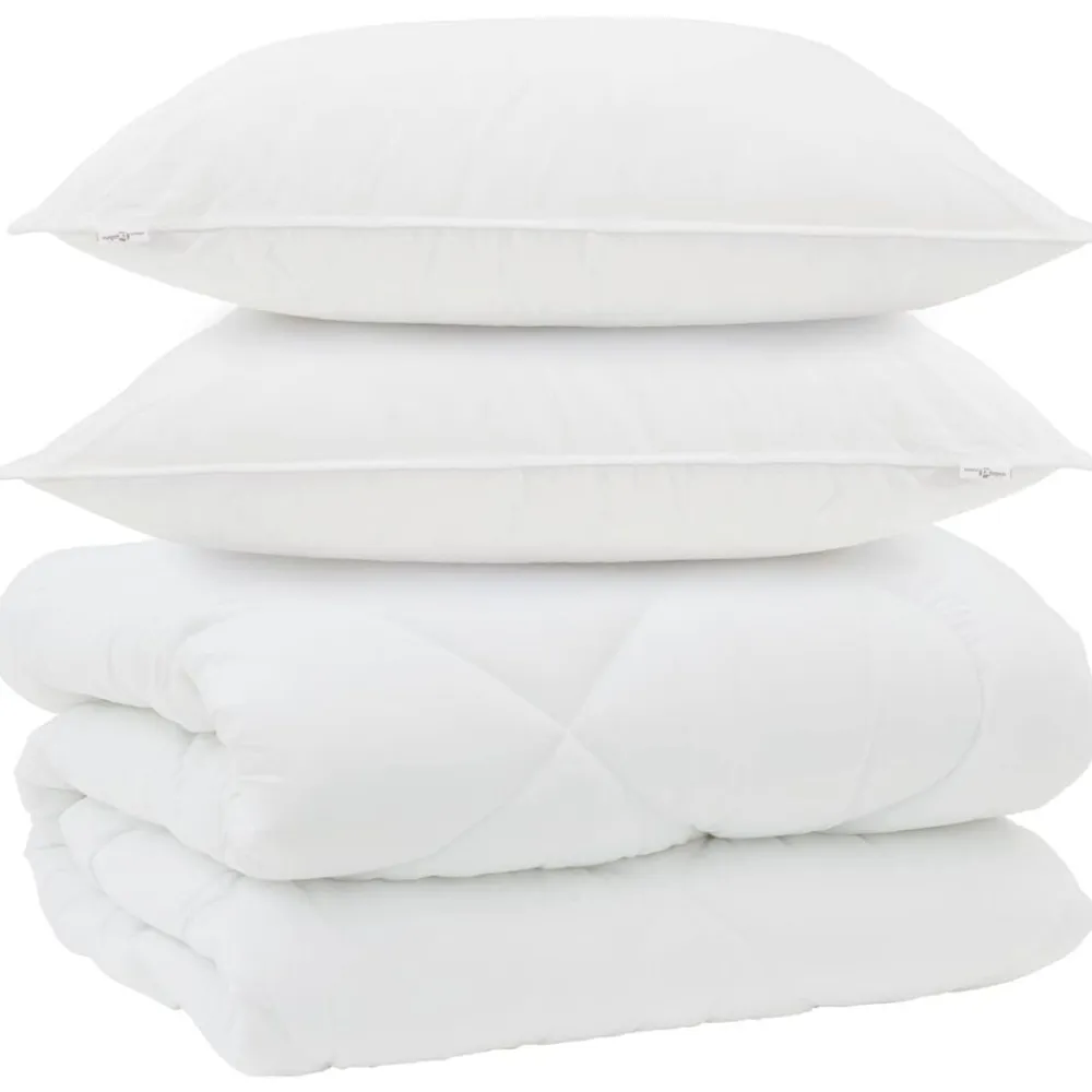 vidaXL Edredón de Invierno con almohada 3 pcs Microfibra