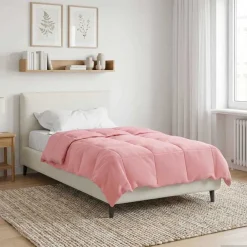 vidaXL Edredón de Invierno Acolchado 135 x 200 cm Microfibra Rosa New