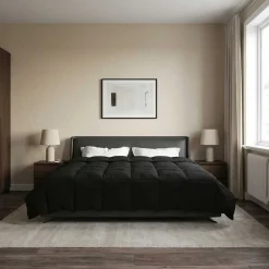 vidaXL Edredón de Invierno Acolchado 200 x 200 cm Microfibra Negro Hot