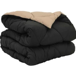vidaXL Edredón de Todo el Año Negro y Tono Arena 135 x 200 cm Negro y taupe Discount