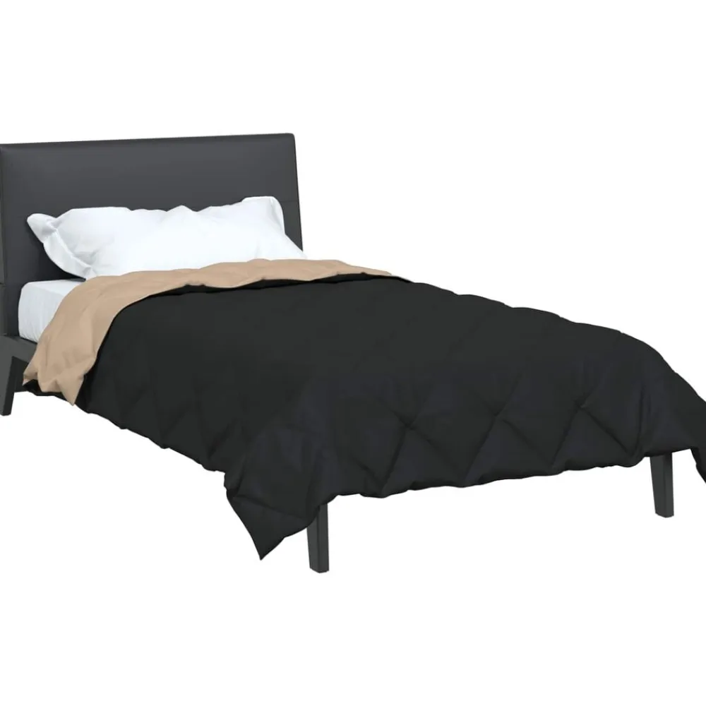 vidaXL Edredón de Todo el Año Negro y Tono Arena 135 x 200 cm Negro y taupe Discount