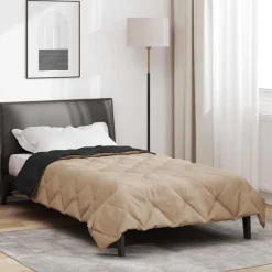 vidaXL Edredón de Todo el Año Negro y Tono Arena 135 x 200 cm Negro y taupe Discount