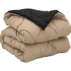 vidaXL Edredón de Todo el Año Negro y Tono Arena 135 x 200 cm Negro y taupe Discount