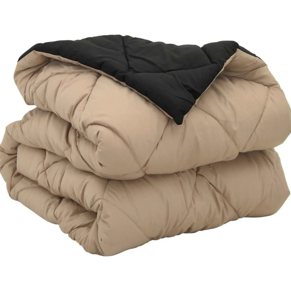 vidaXL Edredón de Todo el Año Negro y Tono Arena 135 x 200 cm Negro y taupe Discount