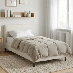 vidaXL Edredón de Verano Acolchado 135 x 200 cm Microfibra Crema Discount
