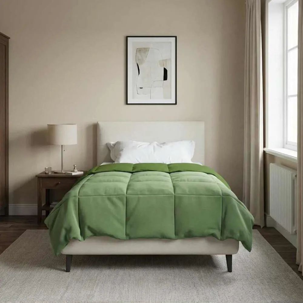 vidaXL Edredón de Verano Acolchado 135 x 200 cm Microfibra Verde Hot