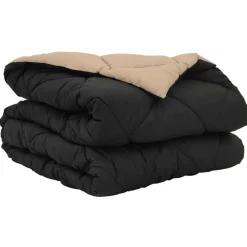 vidaXL Edredón de Verano Negro y Tono Arena 200 x 135 cm Microfibra Negro y taupe