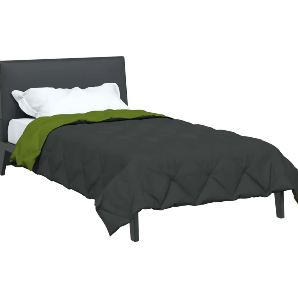 vidaXL Edredón de Verano 200 x 135 cm Microfibra Verde y antracita Clearance