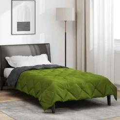 vidaXL Edredón de Verano 200 x 135 cm Microfibra Verde y antracita Clearance