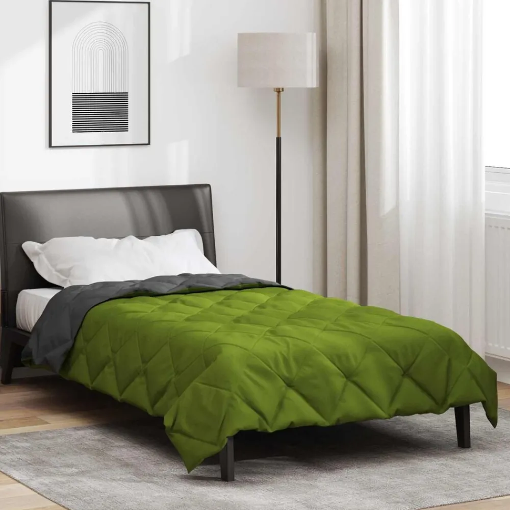 vidaXL Edredón de Verano 200 x 135 cm Microfibra Verde y antracita Clearance