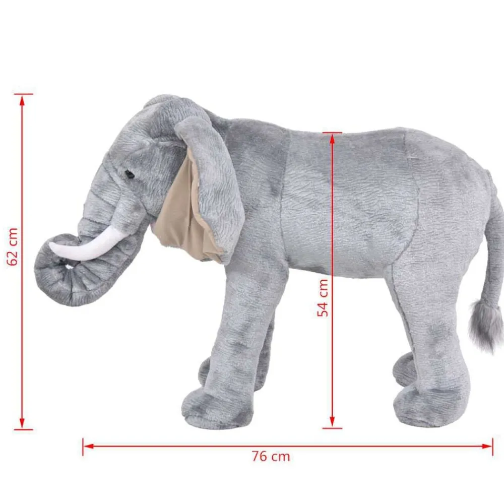 vidaXL Elefante de peluche de pie gris XXL Clearance