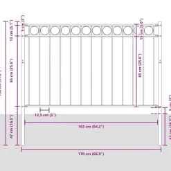 vidaXL Vallas De Jardín-Elemento de cerca Assen Gris 170 x 130 cm Acero