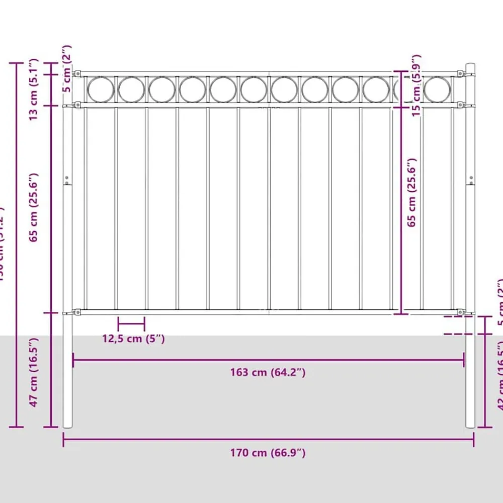 vidaXL Vallas De Jardín-Elemento de cerca Assen Gris 170 x 130 cm Acero