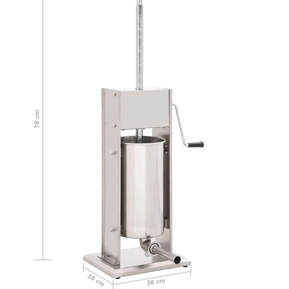 vidaXL Cocina Y Comedor-Embutidora manual de acero inoxidable plateado 15 L
