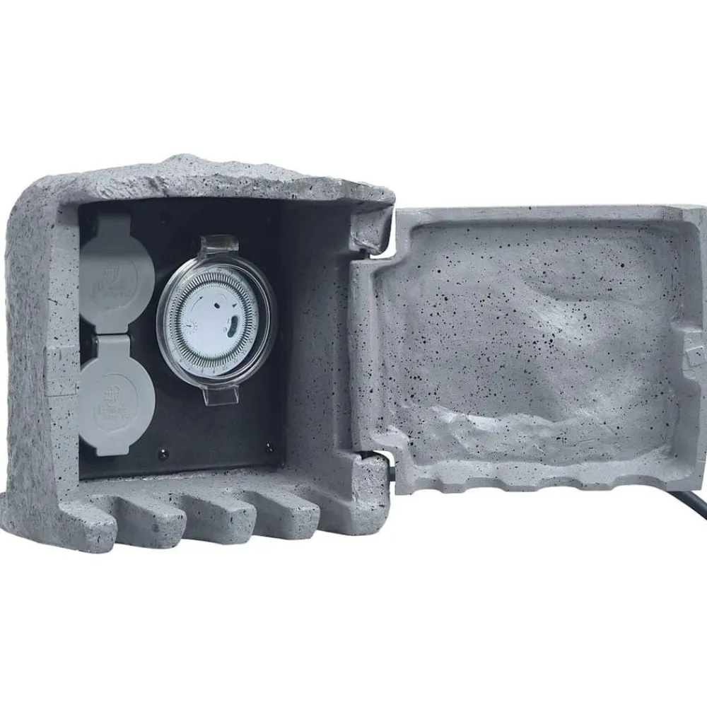 vidaXL Suministros Eléctricos-Enchufe de jardín 2 ranuras poliresina resistente al agua