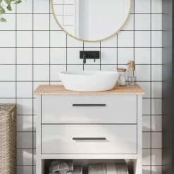 vidaXL Materiales De Construcción-Encimera de baño madera maciza de haya 80x40x1,5 cm