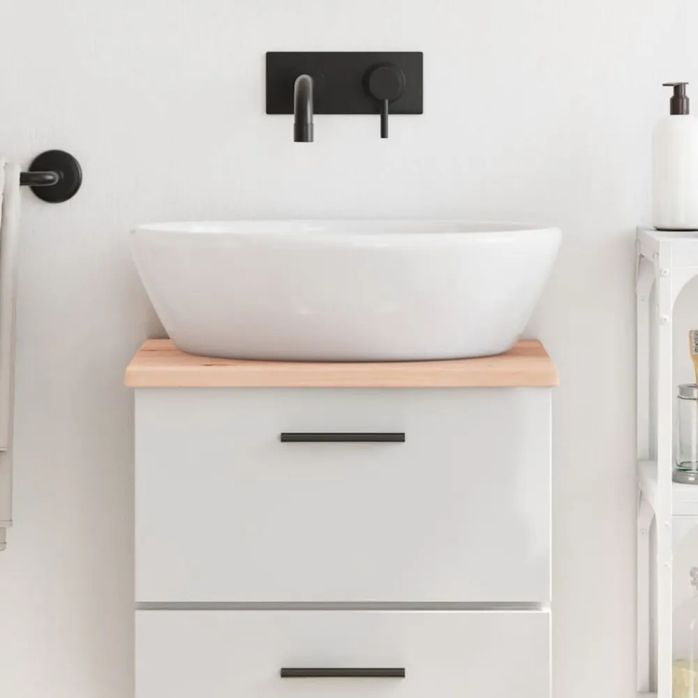 vidaXL Encimera de baño madera maciza sin tratar 40x30x2 cm Natural New