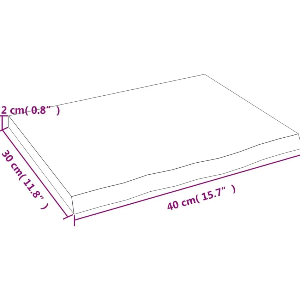 vidaXL Encimera de baño madera maciza sin tratar 40x30x2 cm Natural New