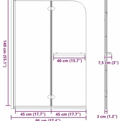 vidaXL Enclosure de Ducha Negro 120 x 140 cm Vidrio ESG y Aluminio New