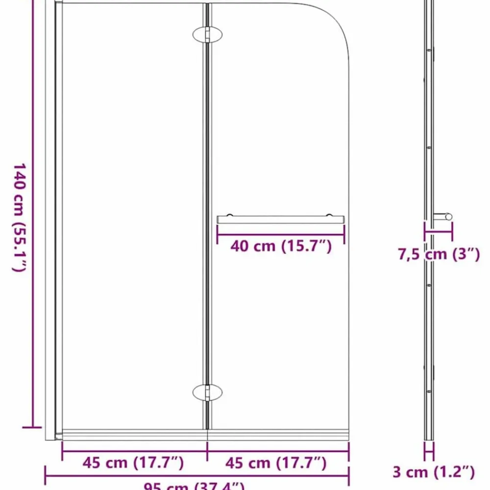 vidaXL Enclosure de Ducha Negro 120 x 140 cm Vidrio ESG y Aluminio New