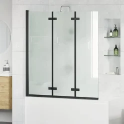 vidaXL Enclosure de Ducha 130 x 138 cm Vidrio ESG y Aluminio Negro New